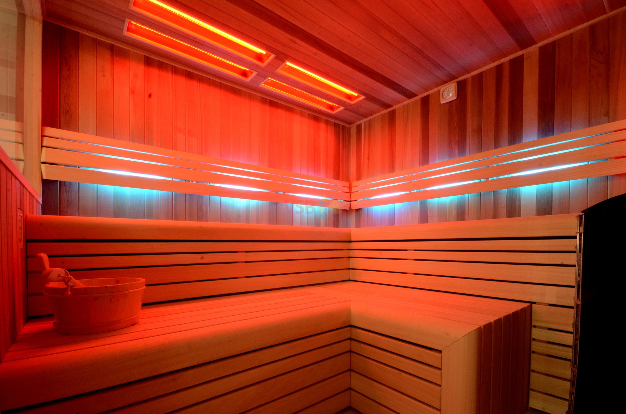 Sauna infrarouge avec éclairage d'ambiance